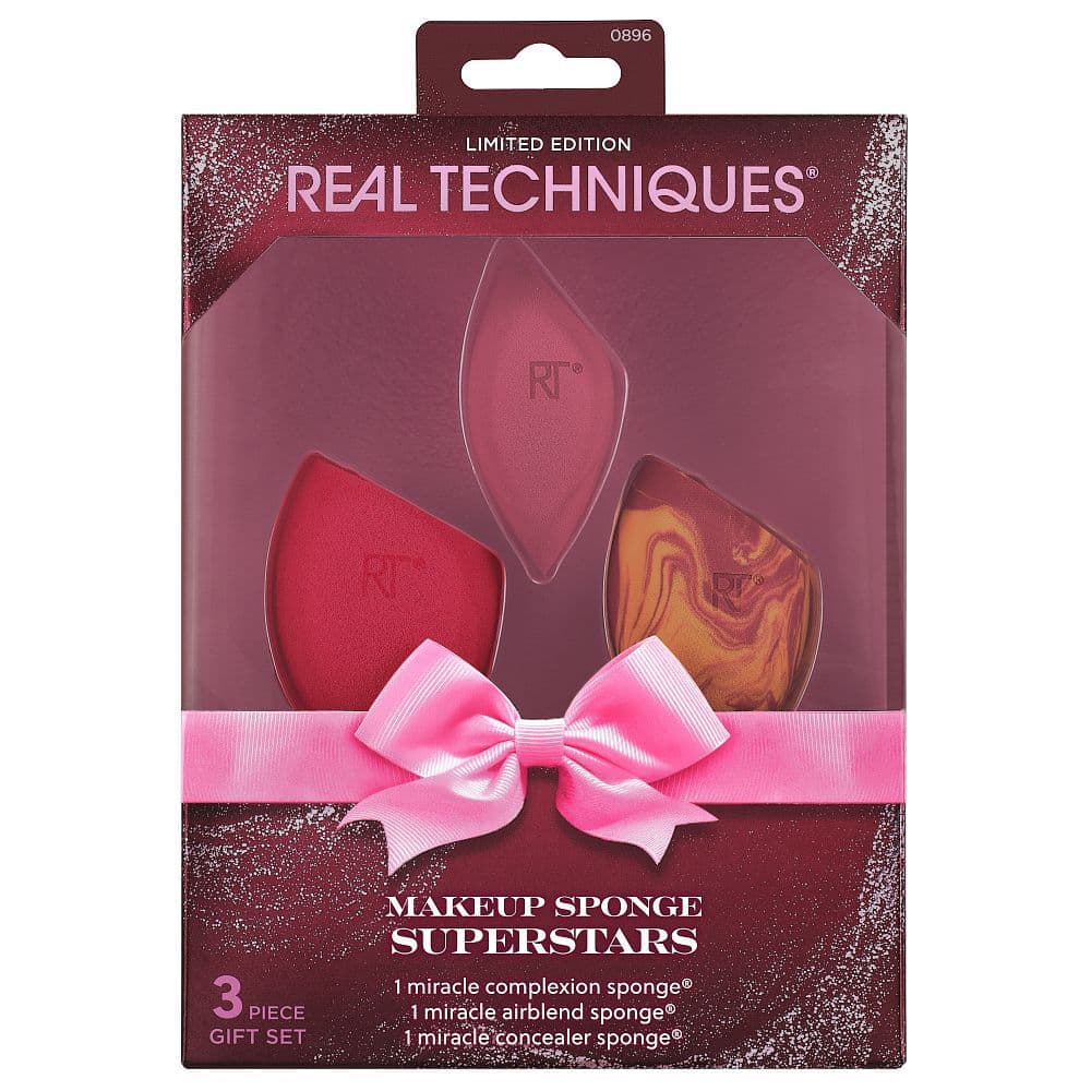 Embalagem de Kit de Esponja Real Techniques Superstars da Beleza