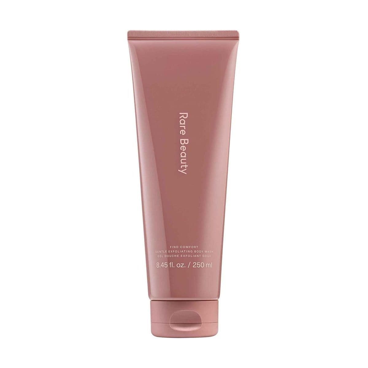 Embalagem de Gel de Banho Esfoliante Rare Beauty Find Comfort