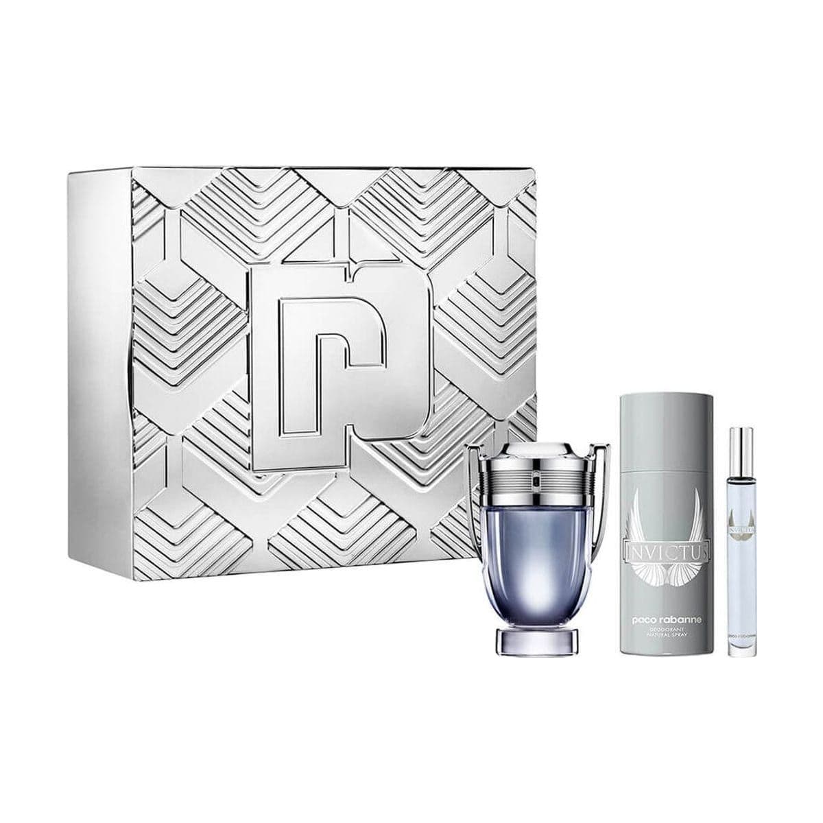 Embalagem de Kit Coffret Rabanne Invictus Masculino Eau de Toilette