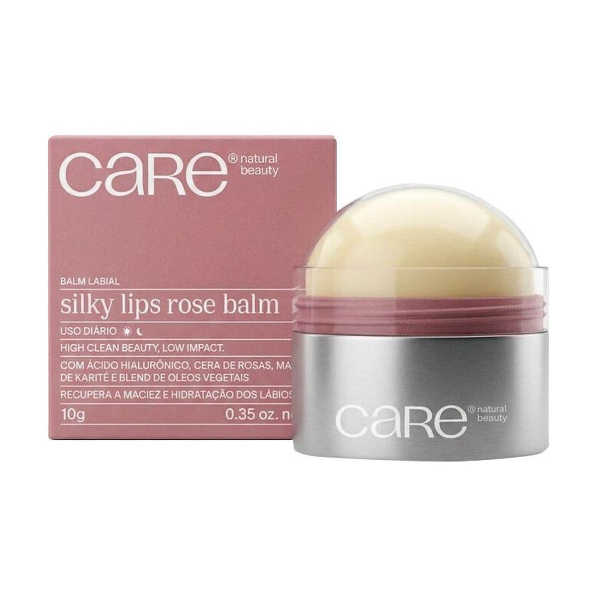 Embalagem de Balm Labial Care Natural Beauty Silky Lips Rose