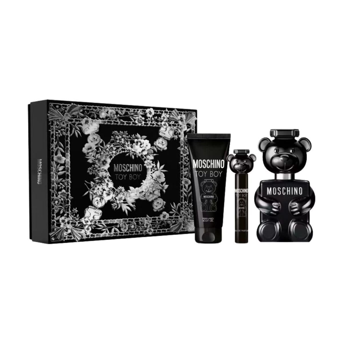 Embalagem de Kit Coffret Moschino Toy Boy Masculino Eau de Parfum