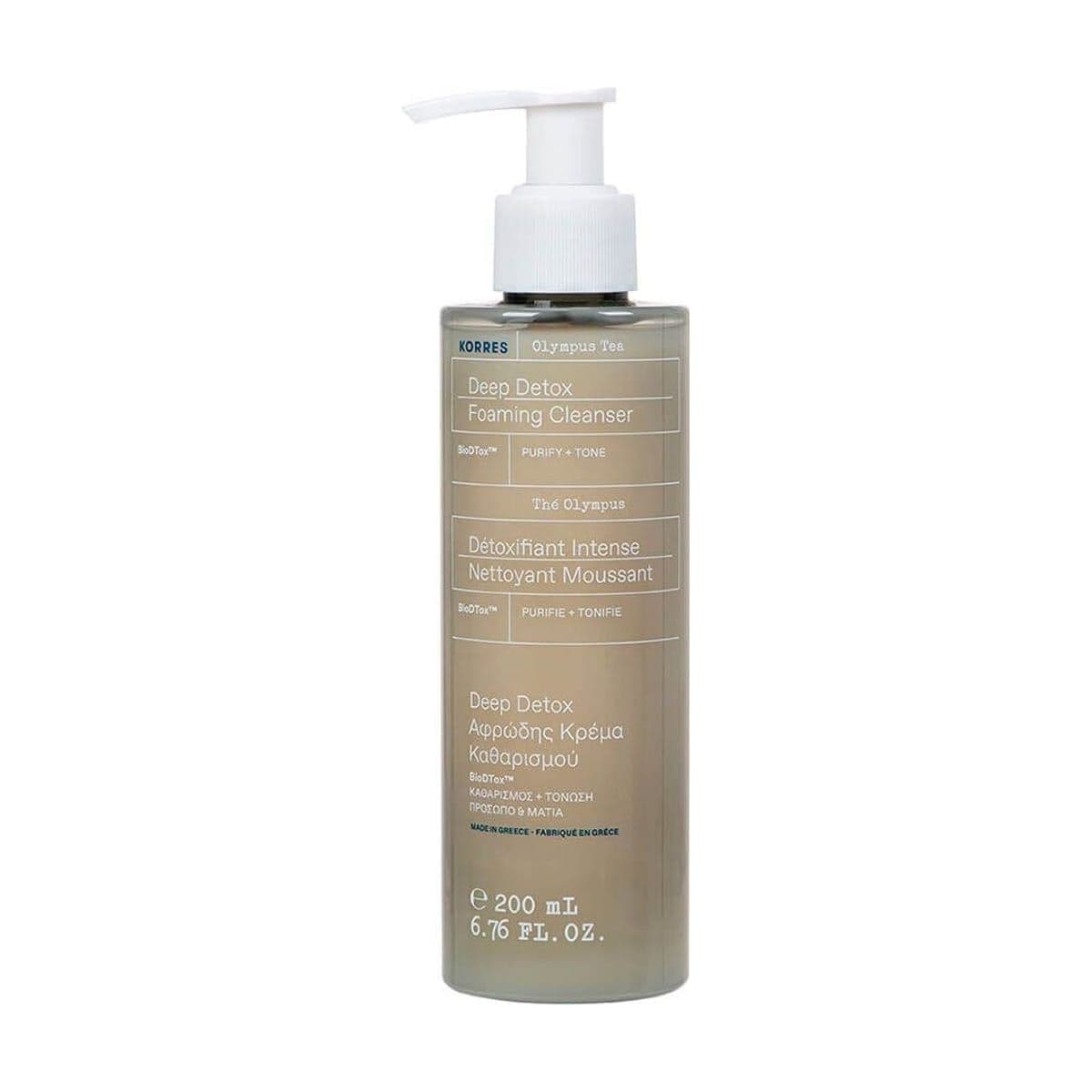 Embalagem de Limpador Facial Korres Olympus Tea Detox Profundo