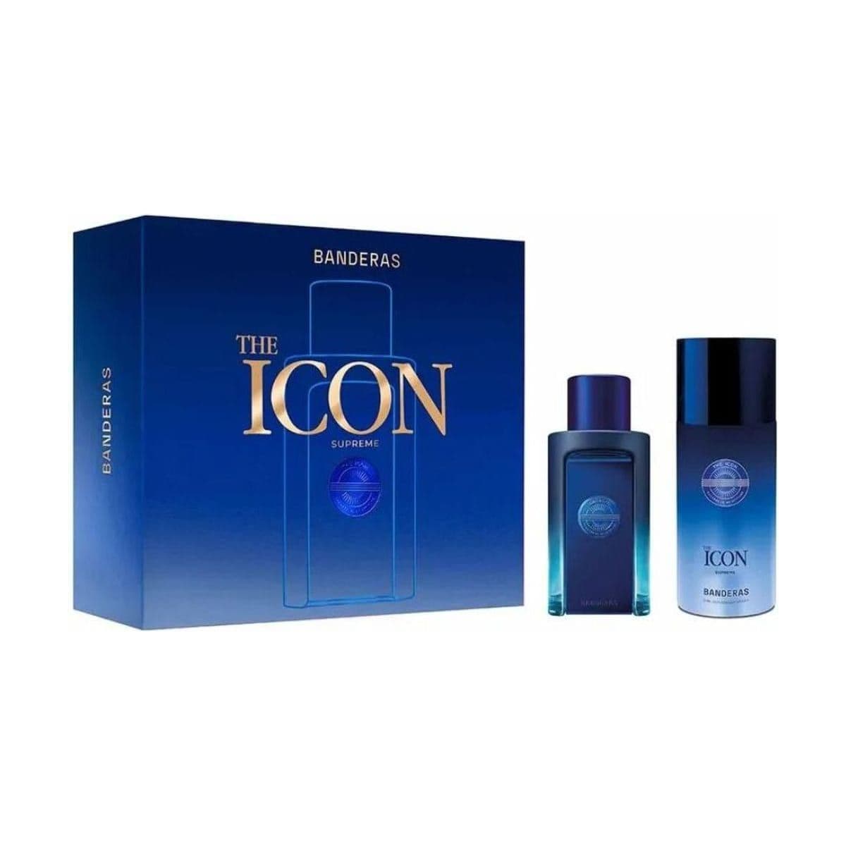 Embalagem de Kit Coffret Antonio Banderas The Icon Supreme Intense Masculino Eau de Parfum