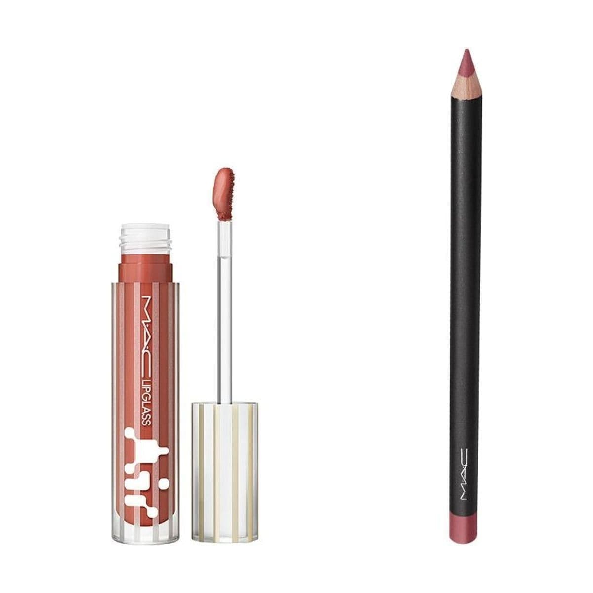 Embalagem de Kit Lip Moment Mac Lipglass Airshine e Lip Pencil