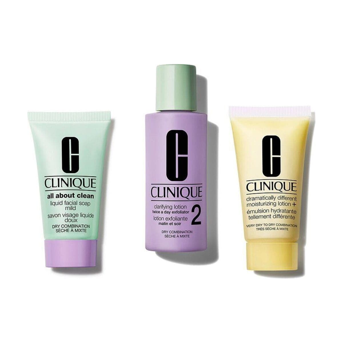 Embalagem de Kit de Skincare Clinique 3 Step Skin Type 2 Peles Secas