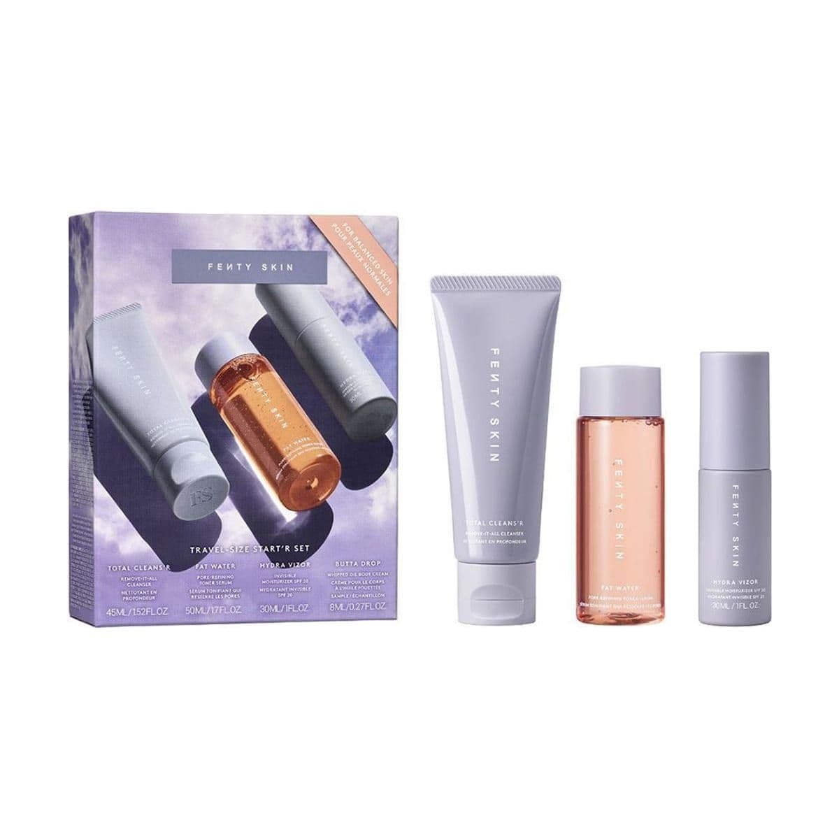 Embalagem de Kit de Skincare Fenty Skin Chemical Start’r Set
