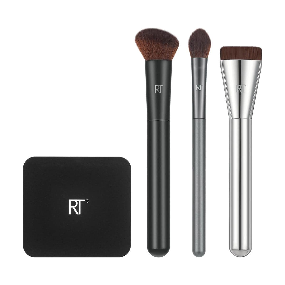 Embalagem de Kit de pincéis Real Techniques Chrome Era It''s Giving Base S