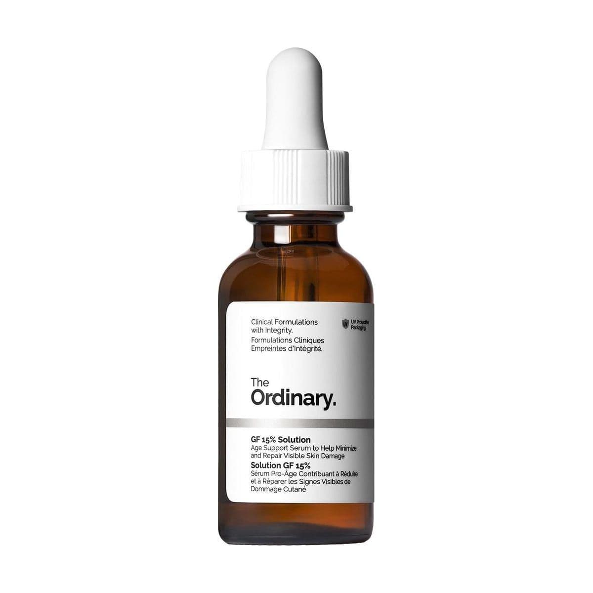 Embalagem de sérum facial antissinais the ordinary gf 15% solution