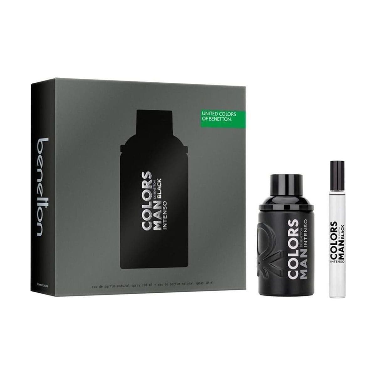 Embalagem de Kit Coffret Benetton Colors Black Man Intense Masculino Eau de Parfum