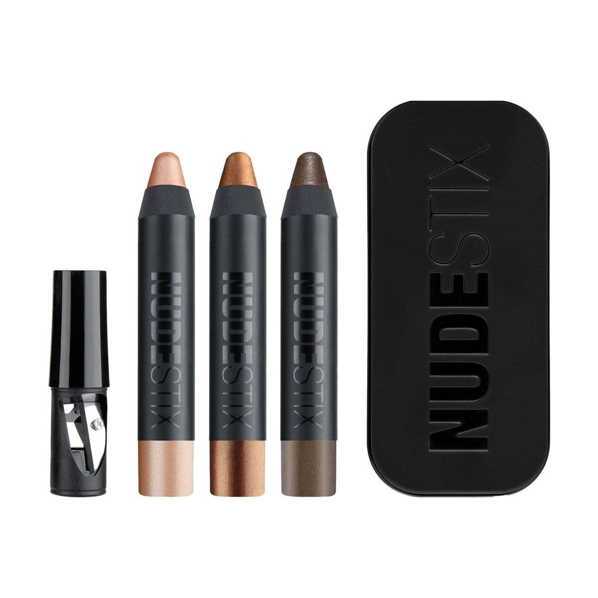 Embalagem de Mini Kit Lápis de Olhos Nudestix Nude Metallic Mini Eye Set