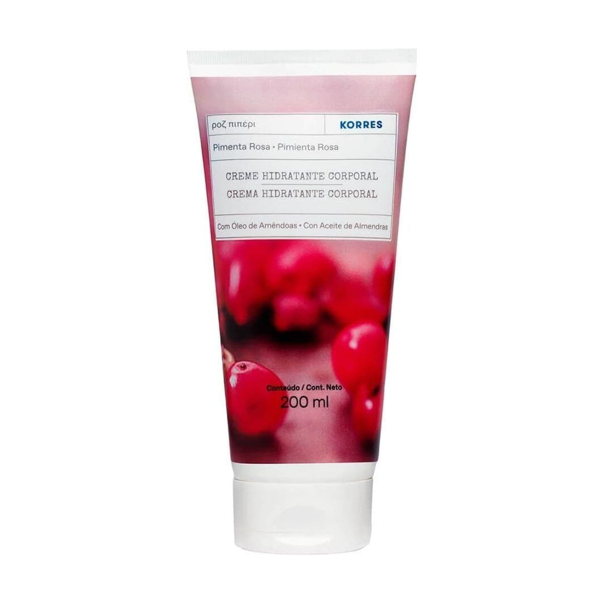 Embalagem de Creme Hidratante Corporal Korres Pimenta Rosa