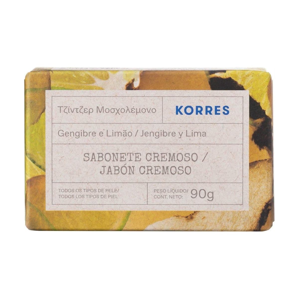 Embalagem de Sabonete em Barra Korres Gengibre e Limão