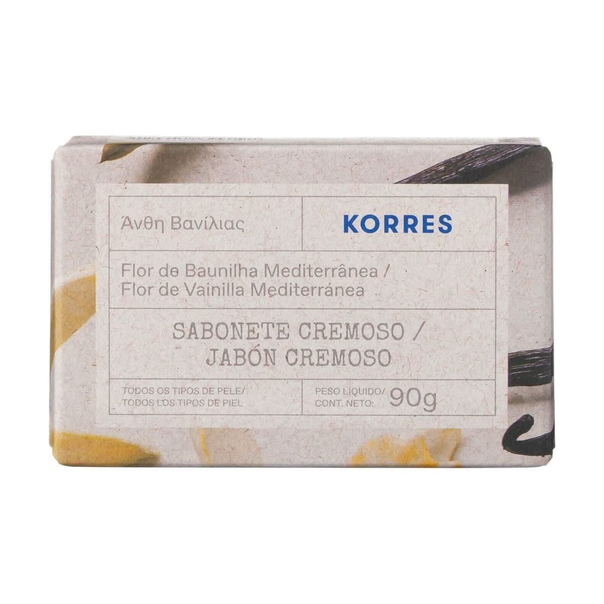 Embalagem de Sabonete em Barra Korres Flor de Baunilha Mediterrânea