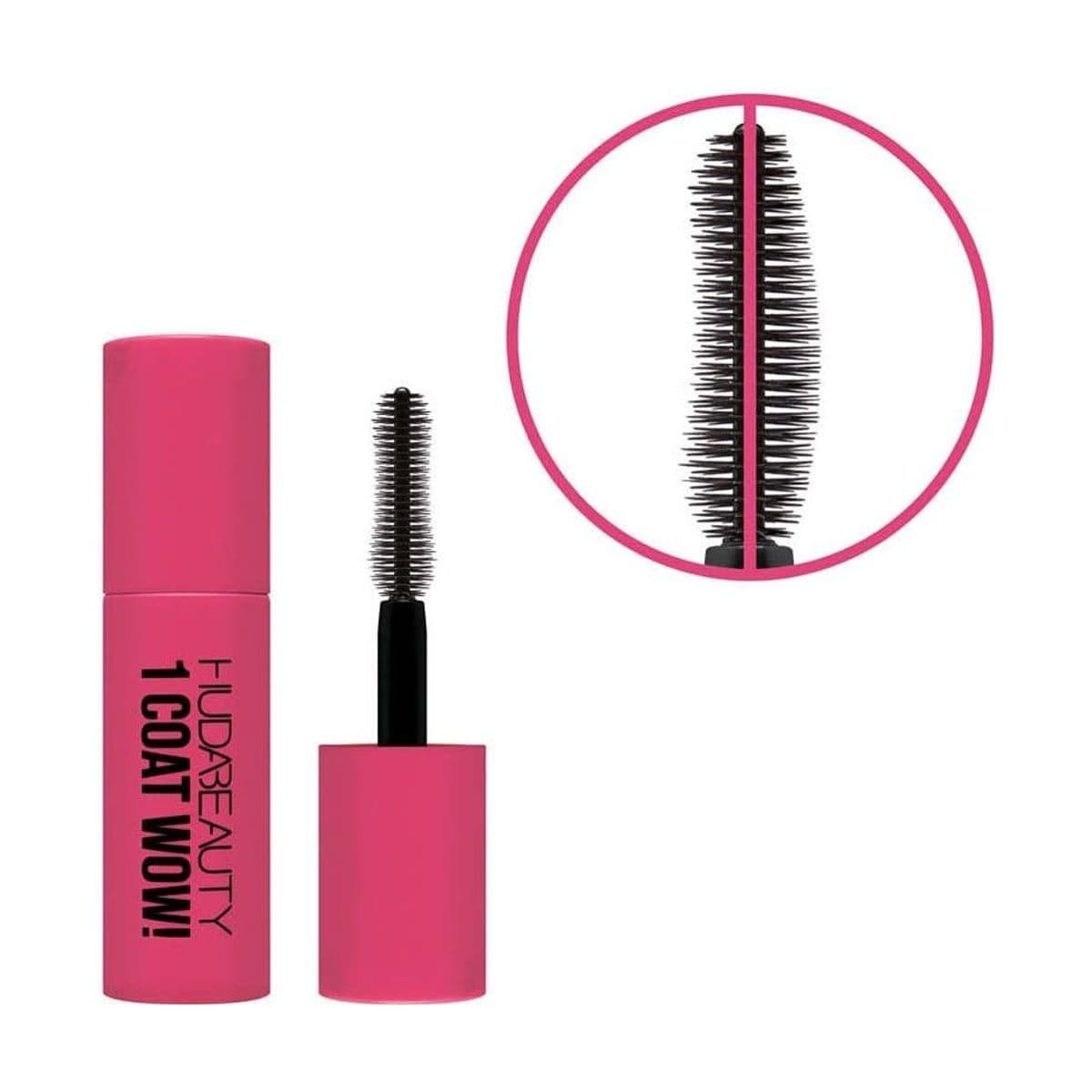 Embalagem de Mini Máscara de Cílios Huda Beauty One Coat Wow