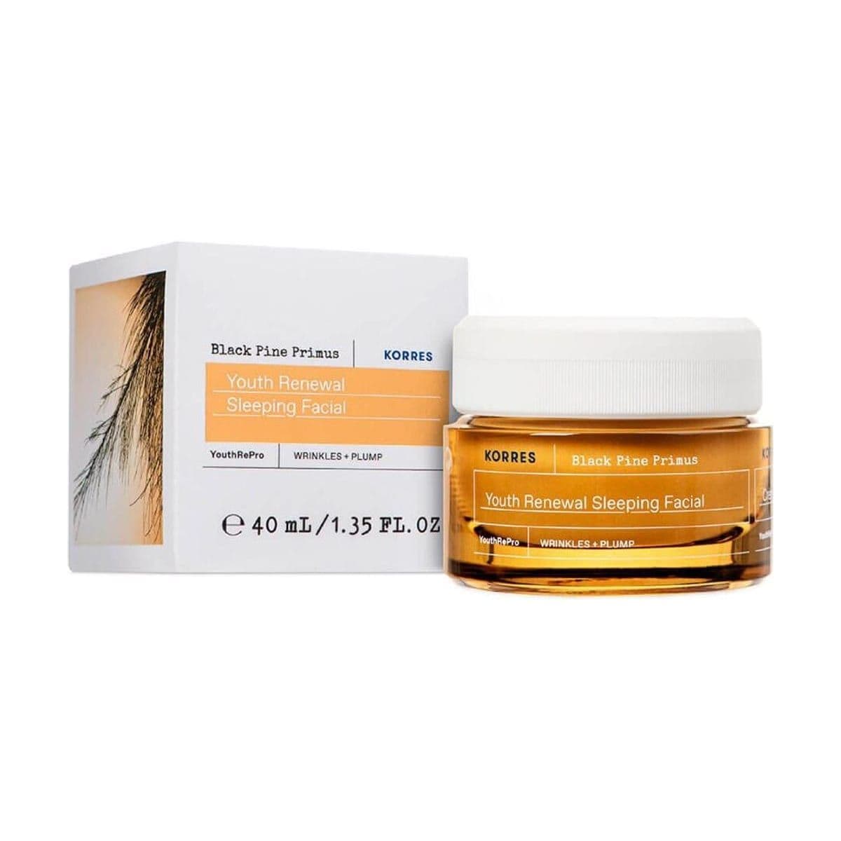 Embalagem de Creme Facial Noturno Revitalizador Korres Black Pine Primus