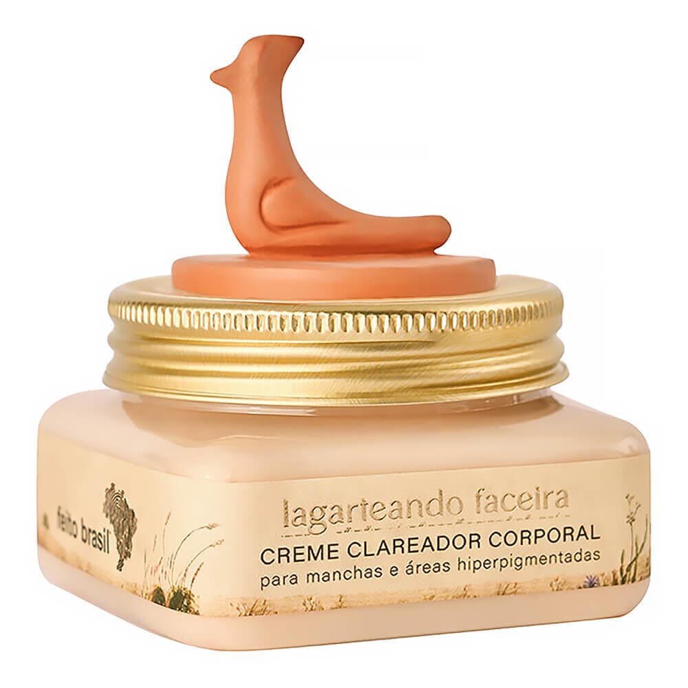 Embalagem de Creme Clareador Corporal Feito Brasil Lagarteando Faceira