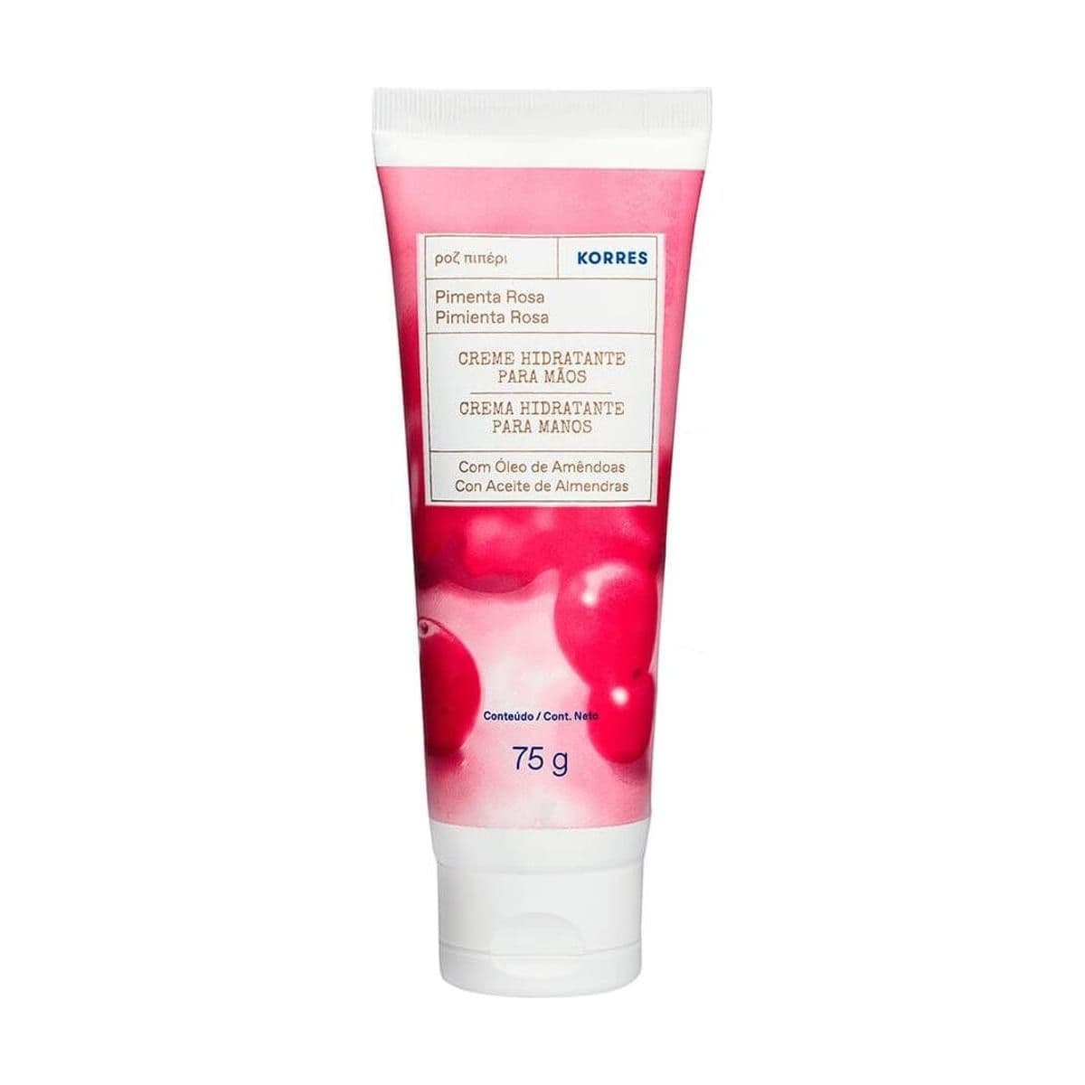Embalagem de Creme de Mãos Korres Pimenta Rosa