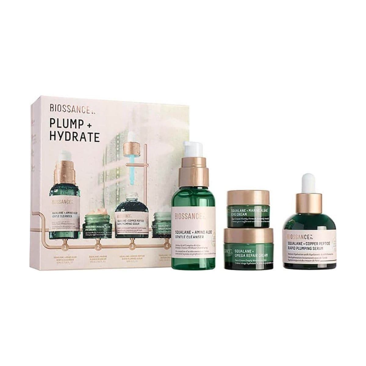 Embalagem de Kit Biossance Rotina de Hidratação PLUMP AND HYDRATE SET
