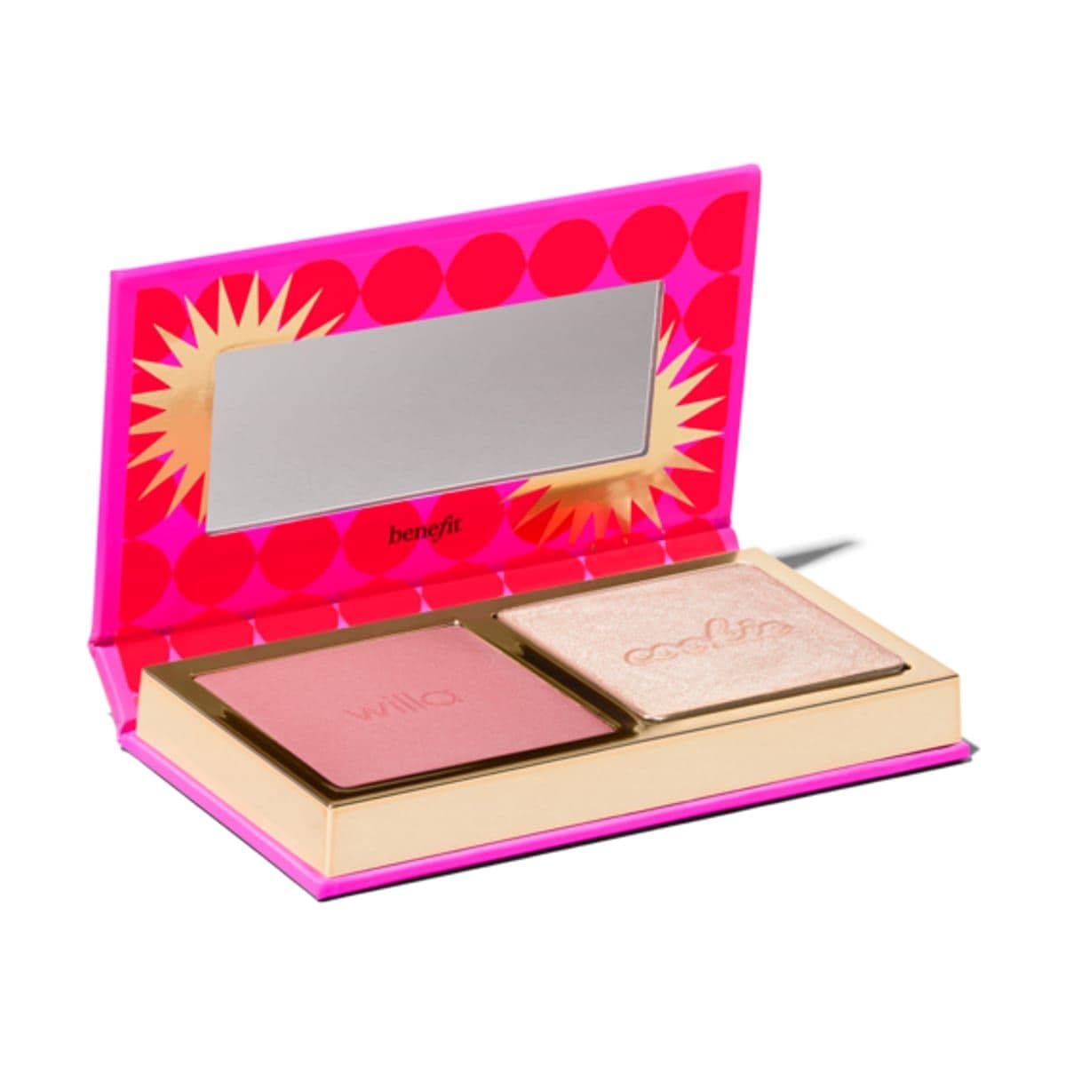 Embalagem de Mini Paleta Blush e Iluminador Benefit Cheeky Charms Cheek