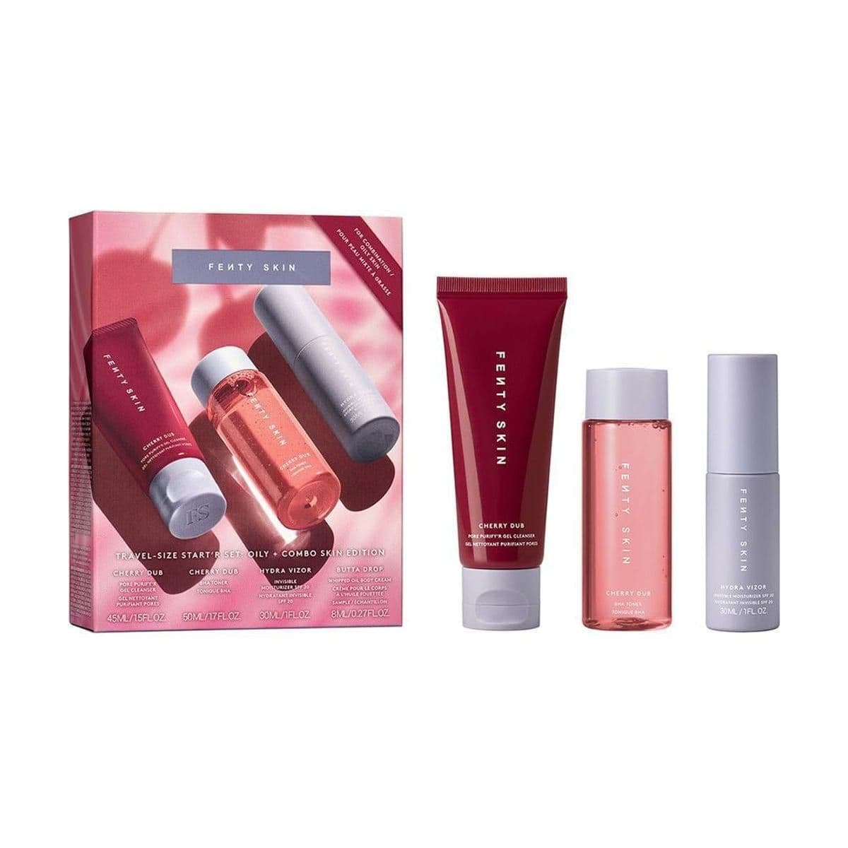 Embalagem de Kit de Skincare Fenty Skin Cherry Dub Start’r Set