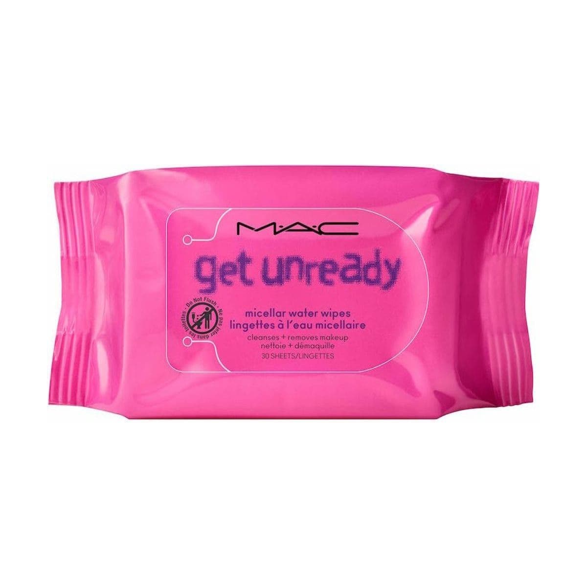 Embalagem de Lenços Demaquilantes Mac com Água Micelar Get Unready