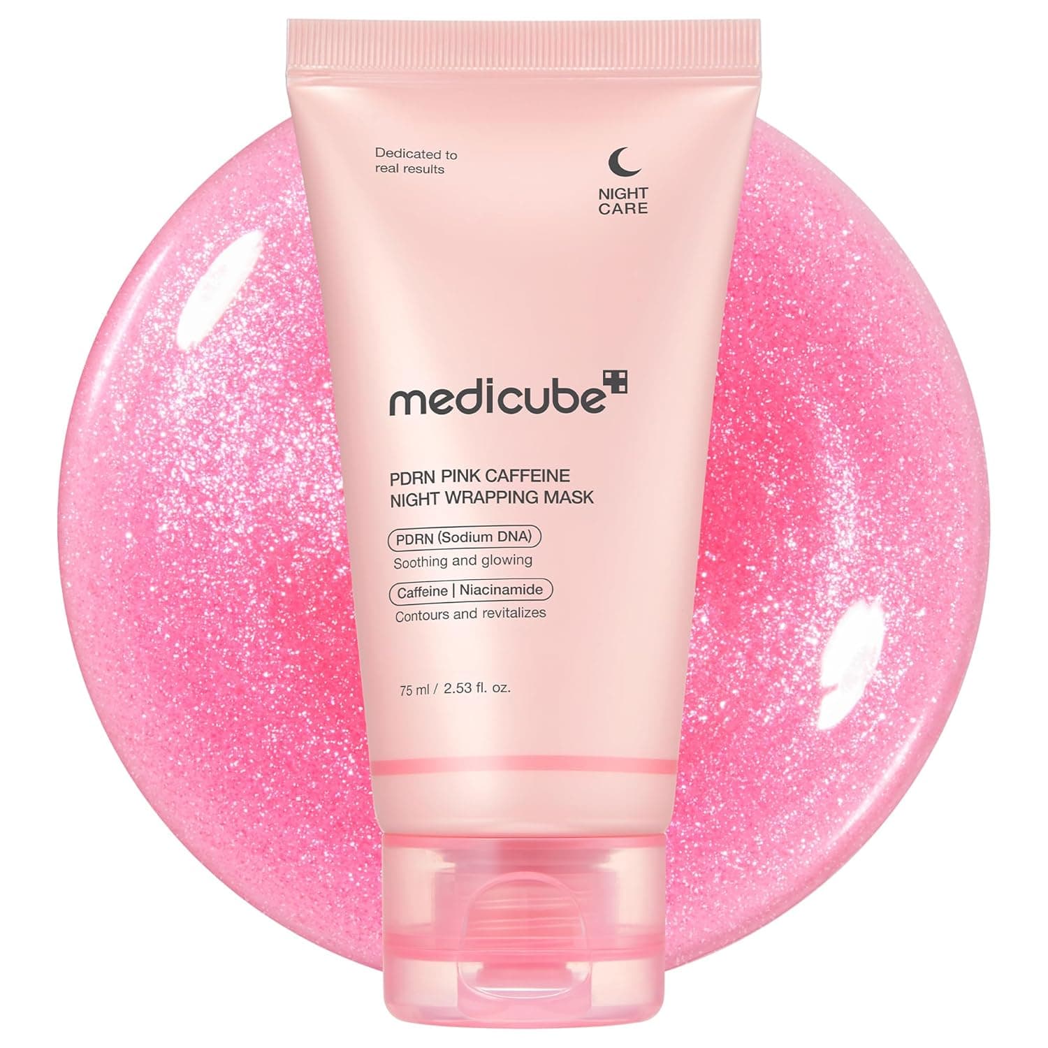 Embalagem de Medicube PDRN Pink Caffeine Night Wrapping Mask 75ml