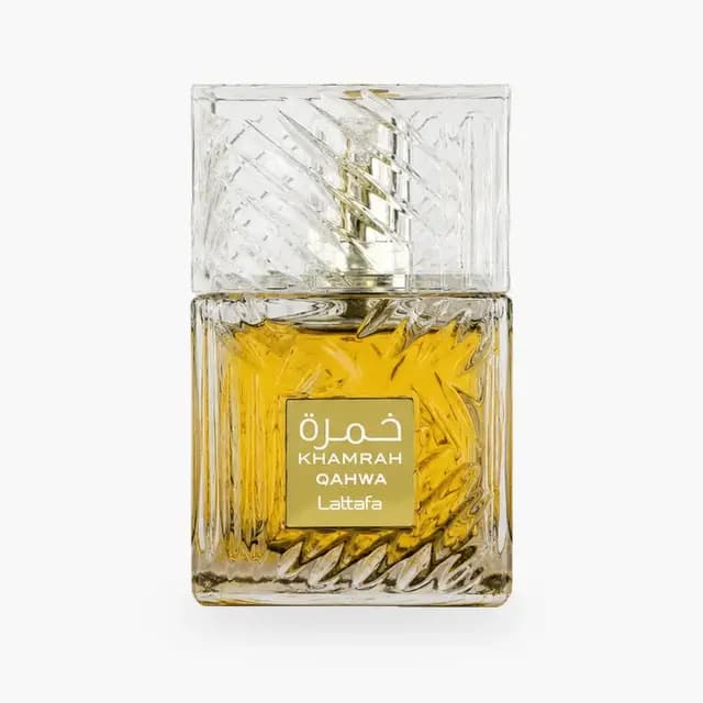 Embalagem de Lattafa Khamrah Qahwa Eau de Parfum - Perfume Unissex
