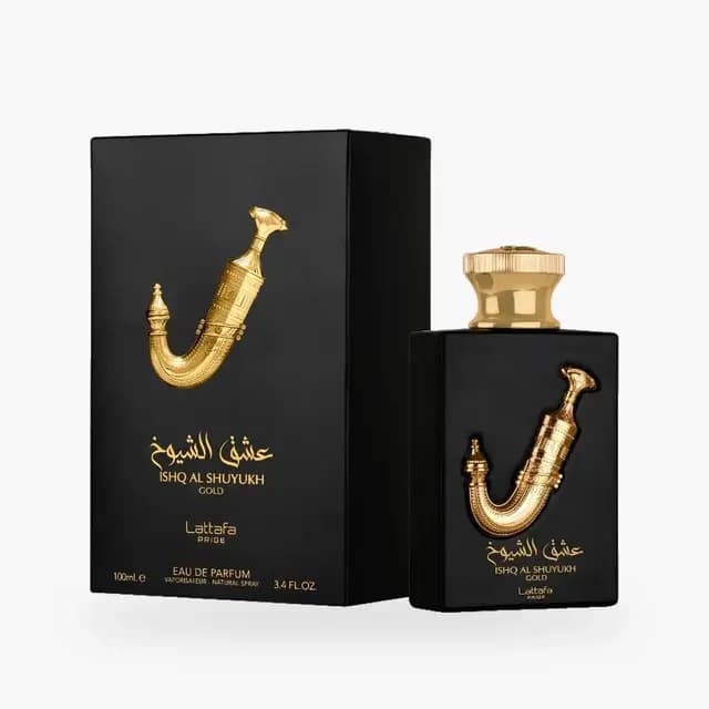 Embalagem de Lattafa Ishq Al Shuyukh Gold Eau de Parfum - Perfume Unissex