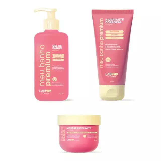 Embalagem de Kit Glow Corporal Labotrat – Hidratação, Esfoliação e Limpeza Completa