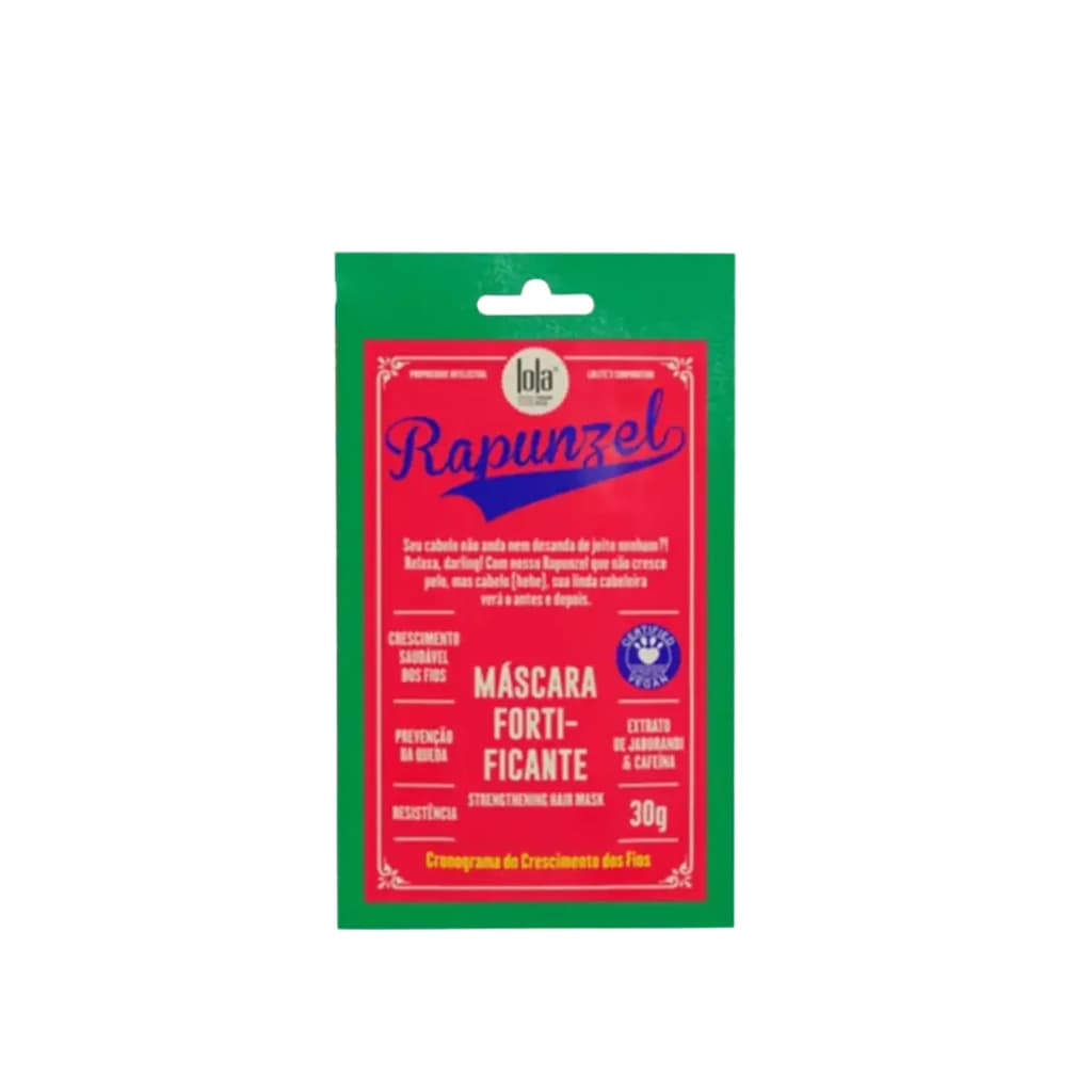 Embalagem de Máscara Fortificante Lola Cosmetics Rapunzel - Sachê 30g