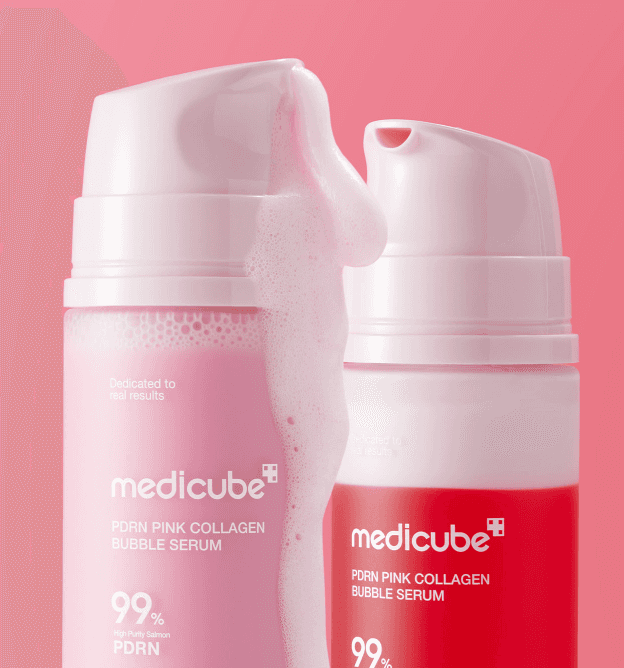 Embalagem de Medicube PDRN Pink Collagen Bubble Serum 95ml