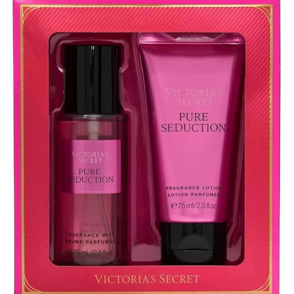 Embalagem de Kit Victoria's Secret Pure Seduction Body Splash + Creme Hidratante 75ml cada