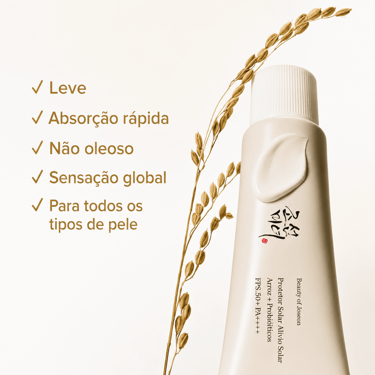 Embalagem de Beauty of Joseon Rice + Probiotics - Protetor Solar Facial FPS50+ PA++++