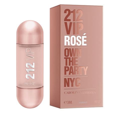 Embalagem de Carolina Herrera 212 Vip Rose Hair Mist – Perfume para os cabelos
