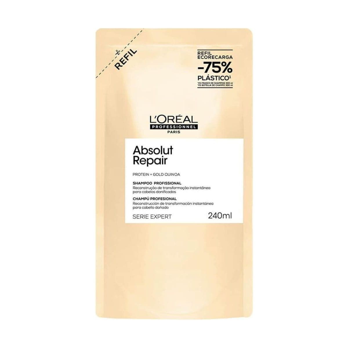 Embalagem de Shampoo Reparação Profunda L'Oréal Professionnel Absolut Repair Refil