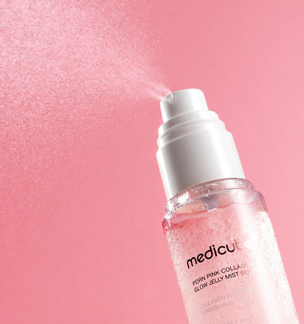 Embalagem de Medicube PDRN Pink Collagen Glow Jelly Mist Serum 100ml