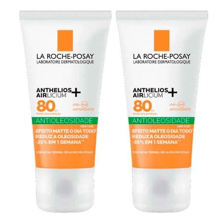 Embalagem de La Roche-Posay Anthelios Airlicium+ Kit com 2 Unidades - Protetor Solar Facial FPS80 - 40g